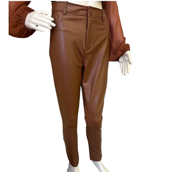 Lock It Faux Leather Pants - Cognac - Picture 5 of 7